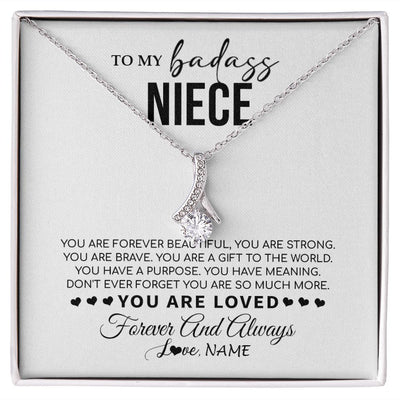 Alluring Beauty Necklace | Personalized To My Niece Necklace From Aunt Uncle You Are Forever Beautiful Niece Birthday Graduation Christmas Customized Gift Box Message Card | teecentury