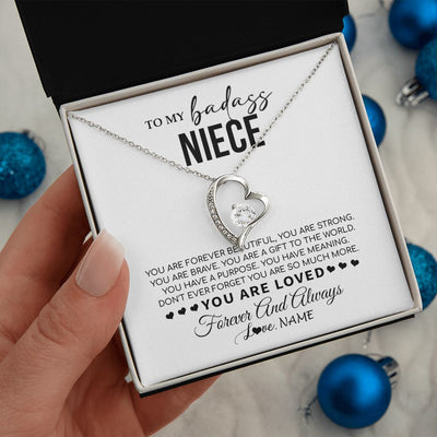 Forever Love Necklace | Personalized To My Niece Necklace From Aunt Uncle You Are Forever Beautiful Niece Birthday Graduation Christmas Customized Gift Box Message Card | teecentury