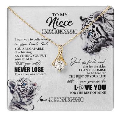 Alluring Beauty Necklace 18K Yellow Gold Finish | 1 | Personalized To My Niece Necklace From Aunt Uncle You Will Never Lose White Tiger Niece Birthday Gifts Graduation Christmas Custom Gift Box Message Card | teecentury