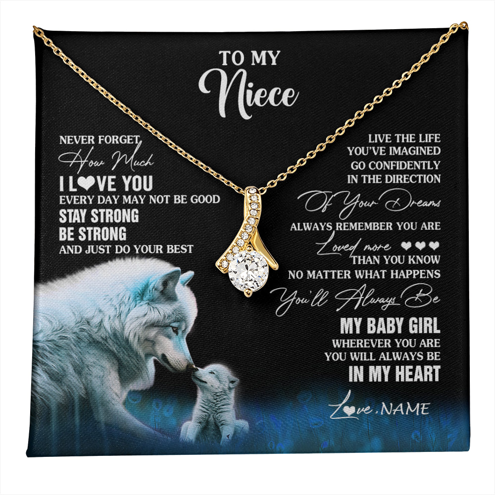 Alluring Beauty Necklace 18K Yellow Gold Finish | 1 | Personalized To My Niece Necklace From Aunt Wolf Never Forget How Much I Love You Niece Birthday Gifts Jewelry Christmas Customized Gift Box Message Card | teecentury