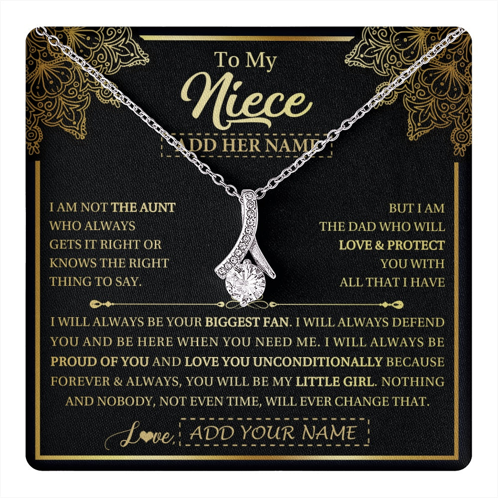 Alluring Beauty Necklace 14K White Gold Finish | 1 | Personalized To My Niece Necklace From Aunt Your Biggest Fan Birthday Gifts For Niece Gifts Graduation Christmas Jewelry Customized Gift Box Message Card | teecentury.myshopify