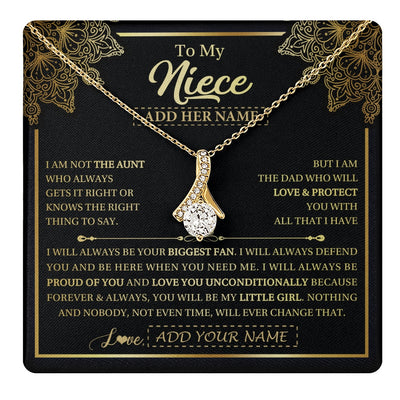 Alluring Beauty Necklace 18K Yellow Gold Finish | 1 | Personalized To My Niece Necklace From Aunt Your Biggest Fan Birthday Gifts For Niece Gifts Graduation Christmas Jewelry Customized Gift Box Message Card | teecentury.myshopify