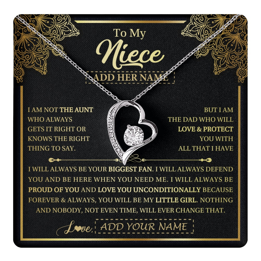 Forever Love Necklace 14K White Gold Finish | 1 | Personalized To My Niece Necklace From Aunt Your Biggest Fan Birthday Gifts For Niece Gifts Graduation Christmas Jewelry Customized Gift Box Message Card | teecentury.myshopify