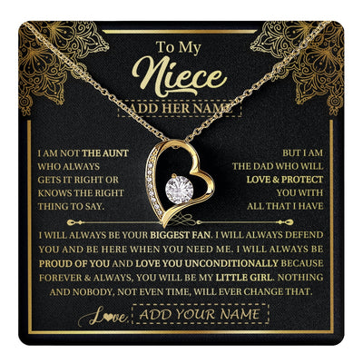 Forever Love Necklace 18K Yellow Gold Finish | 1 | Personalized To My Niece Necklace From Aunt Your Biggest Fan Birthday Gifts For Niece Gifts Graduation Christmas Jewelry Customized Gift Box Message Card | teecentury.myshopify