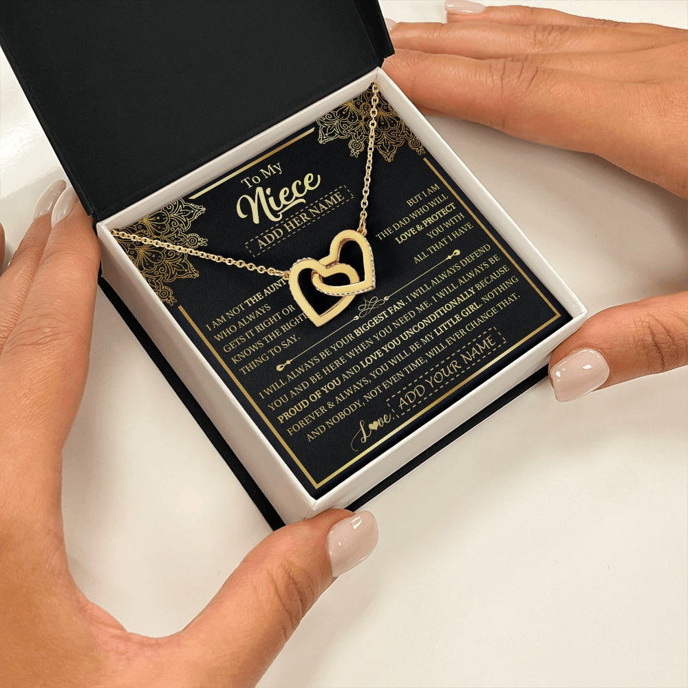 Interlocking Hearts Necklace 18K Yellow Gold Finish | 2 | Personalized To My Niece Necklace From Aunt Your Biggest Fan Birthday Gifts For Niece Gifts Graduation Christmas Jewelry Customized Gift Box Message Card | teecentury.myshopify
