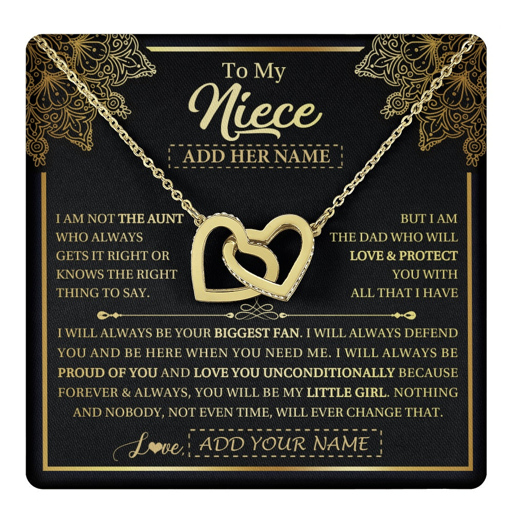 Interlocking Hearts Necklace 18K Yellow Gold Finish | 1 | Personalized To My Niece Necklace From Aunt Your Biggest Fan Birthday Gifts For Niece Gifts Graduation Christmas Jewelry Customized Gift Box Message Card | teecentury.myshopify