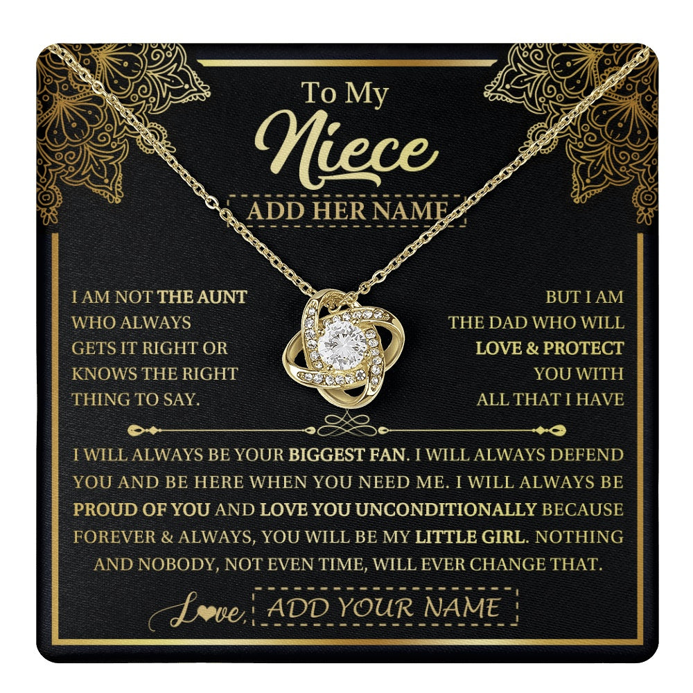 Love Knot Necklace 18K Yellow Gold Finish | 1 | Personalized To My Niece Necklace From Aunt Your Biggest Fan Birthday Gifts For Niece Gifts Graduation Christmas Jewelry Customized Gift Box Message Card | teecentury.myshopify