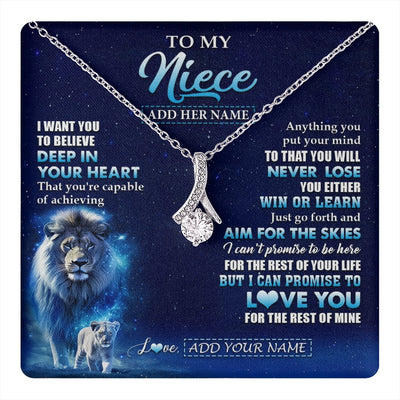 Alluring Beauty Necklace 14K White Gold Finish | 1 | Personalized To My Niece Necklace From Uncle Believe Your Heart Niece Gift Birthday Graduation Christmas Customized Gift Box Message Card | teecentury.myshopify
