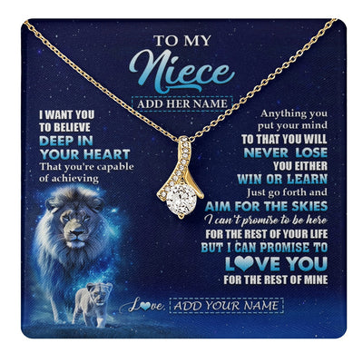 Alluring Beauty Necklace 18K Yellow Gold Finish | 1 | Personalized To My Niece Necklace From Uncle Believe Your Heart Niece Gift Birthday Graduation Christmas Customized Gift Box Message Card | teecentury.myshopify