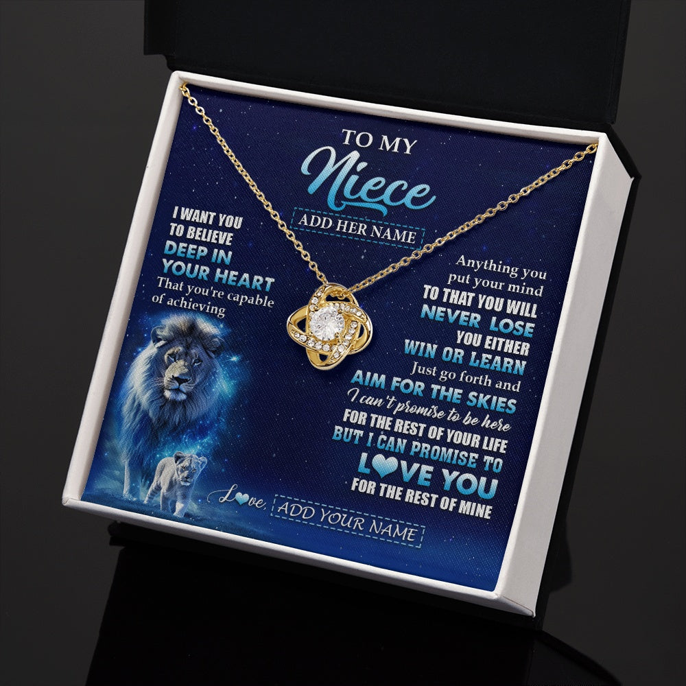 Love Knot Necklace 18K Yellow Gold Finish | 2 | Personalized To My Niece Necklace From Uncle Believe Your Heart Niece Gift Birthday Graduation Christmas Customized Gift Box Message Card | teecentury.myshopify
