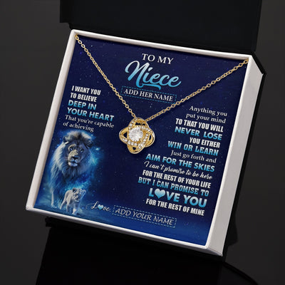 Love Knot Necklace 18K Yellow Gold Finish | 2 | Personalized To My Niece Necklace From Uncle Believe Your Heart Niece Gift Birthday Graduation Christmas Customized Gift Box Message Card | teecentury.myshopify
