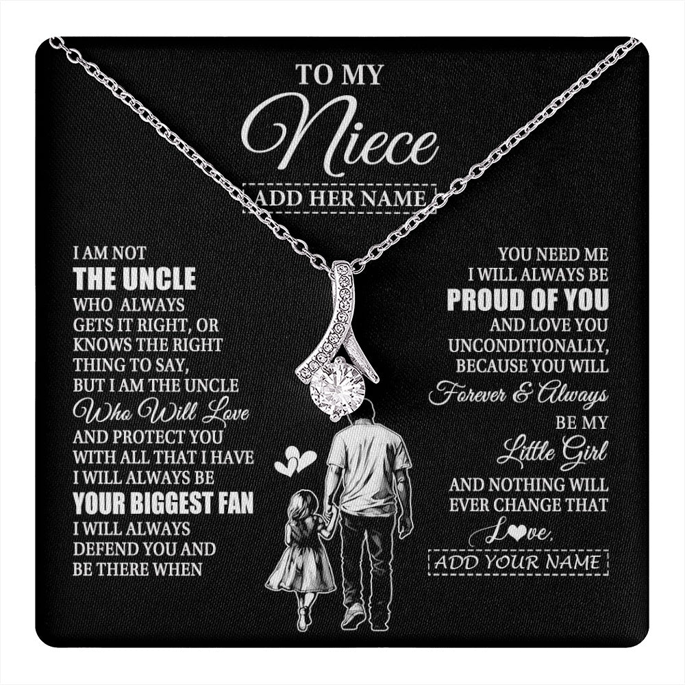 Alluring Beauty Necklace 14K White Gold Finish | 1 | Personalized To My Niece Necklace From Uncle Biggest Fan Birthday Gifts For Niece From Uncle Niece Graduation Christmas Customized Gift Box Message Card | teecentury.myshopify
