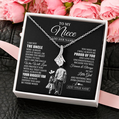 Alluring Beauty Necklace 14K White Gold Finish | 2 | Personalized To My Niece Necklace From Uncle Biggest Fan Birthday Gifts For Niece From Uncle Niece Graduation Christmas Customized Gift Box Message Card | teecentury.myshopify