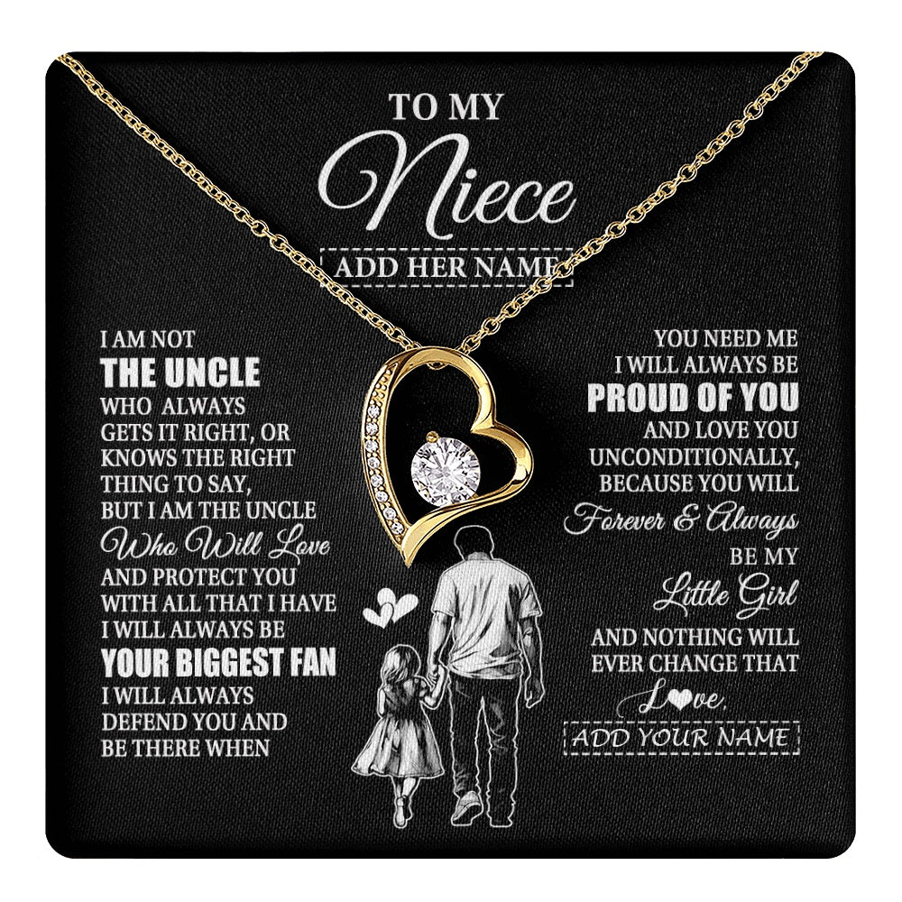 Forever Love Necklace 18K Yellow Gold Finish | 1 | Personalized To My Niece Necklace From Uncle Biggest Fan Birthday Gifts For Niece From Uncle Niece Graduation Christmas Customized Gift Box Message Card | teecentury.myshopify