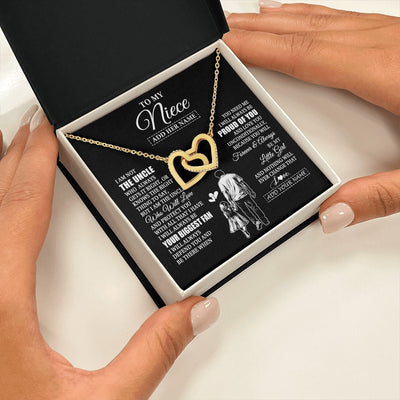 Interlocking Hearts Necklace 18K Yellow Gold Finish | 2 | Personalized To My Niece Necklace From Uncle Biggest Fan Birthday Gifts For Niece From Uncle Niece Graduation Christmas Customized Gift Box Message Card | teecentury.myshopify