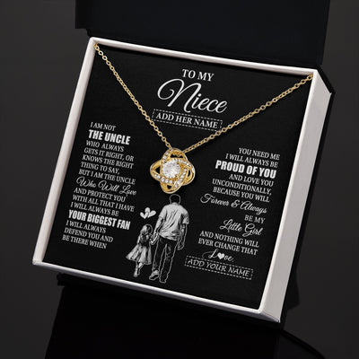 Love Knot Necklace 18K Yellow Gold Finish | 2 | Personalized To My Niece Necklace From Uncle Biggest Fan Birthday Gifts For Niece From Uncle Niece Graduation Christmas Customized Gift Box Message Card | teecentury.myshopify