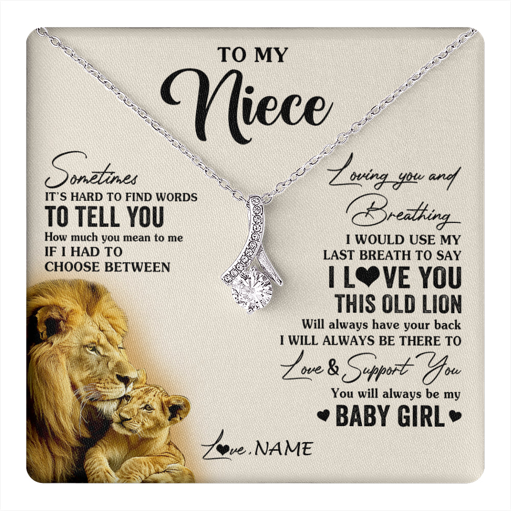 Alluring Beauty Necklace 14K White Gold Finish | 1 | Personalized To My Niece Necklace From Uncle I Love You This Old Lion Niece Birthday Graduation Christmas Jewelry Customized Gift Box Message Card | teecentury
