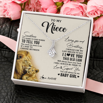 Alluring Beauty Necklace 14K White Gold Finish | 2 | Personalized To My Niece Necklace From Uncle I Love You This Old Lion Niece Birthday Graduation Christmas Jewelry Customized Gift Box Message Card | teecentury