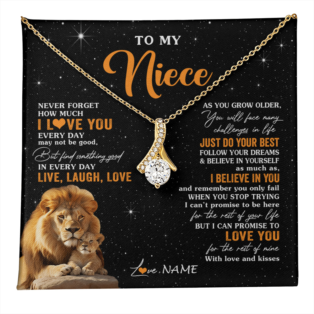 Alluring Beauty Necklace 18K Yellow Gold Finish | 1 | Personalized To My Niece Necklace From Uncle Live Laugh Love Lion Niece Birthday Gifts Positive Graduation Christmas Customized Gift Box Message Card | teecentury