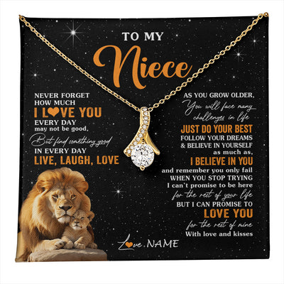 Alluring Beauty Necklace 18K Yellow Gold Finish | 1 | Personalized To My Niece Necklace From Uncle Live Laugh Love Lion Niece Birthday Gifts Positive Graduation Christmas Customized Gift Box Message Card | teecentury