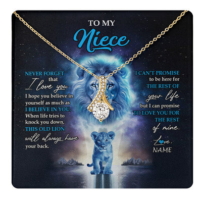 Alluring Beauty Necklace 18K Yellow Gold Finish | 1 | Personalized To My Niece Necklace From Uncle Never Forget I Love You Lion Niece Jewelry Birthday Graduation Christmas Customized Message Card | teecentury