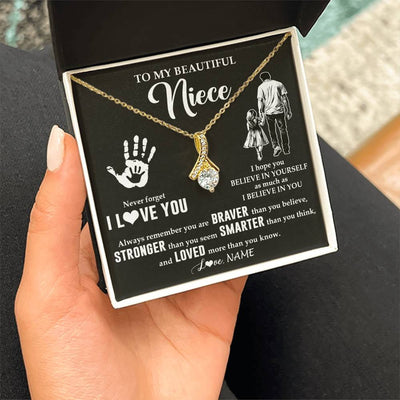 Alluring Beauty Necklace 18K Yellow Gold Finish | 2 | Personalized To My Niece Necklace From Uncle Never Forget I Love You Niece Birthday Gifts Christmas New Year Graduation Customized Gift Box Message Card | teecentury