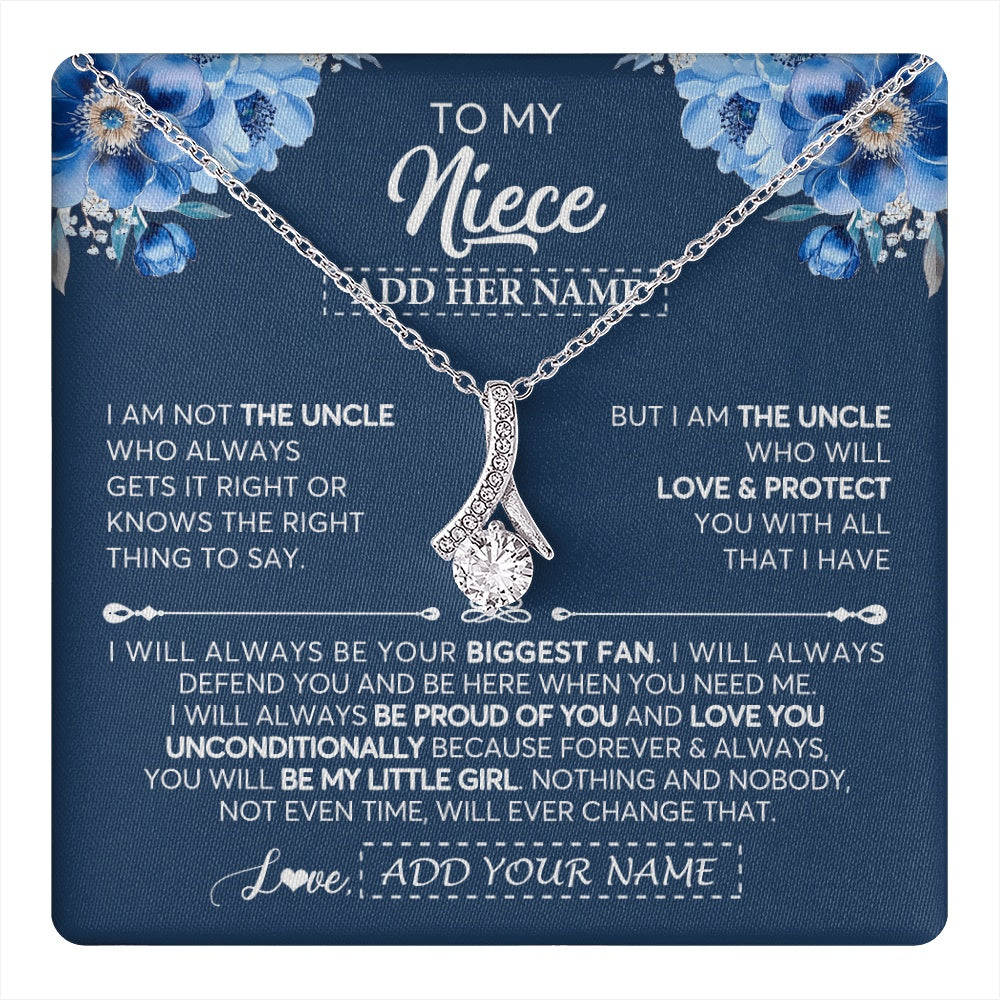 Alluring Beauty Necklace 14K White Gold Finish | 1 | Personalized To My Niece Necklace From Uncle Proud Of You Birthday Gifts For Niece Jewelry Gifts Graduation Christmas Customized Gift Box Message Card | https://teecentury.