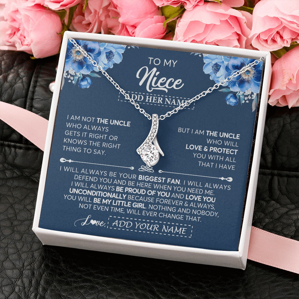 Alluring Beauty Necklace 14K White Gold Finish | 2 | Personalized To My Niece Necklace From Uncle Proud Of You Birthday Gifts For Niece Jewelry Gifts Graduation Christmas Customized Gift Box Message Card | https://teecentury.