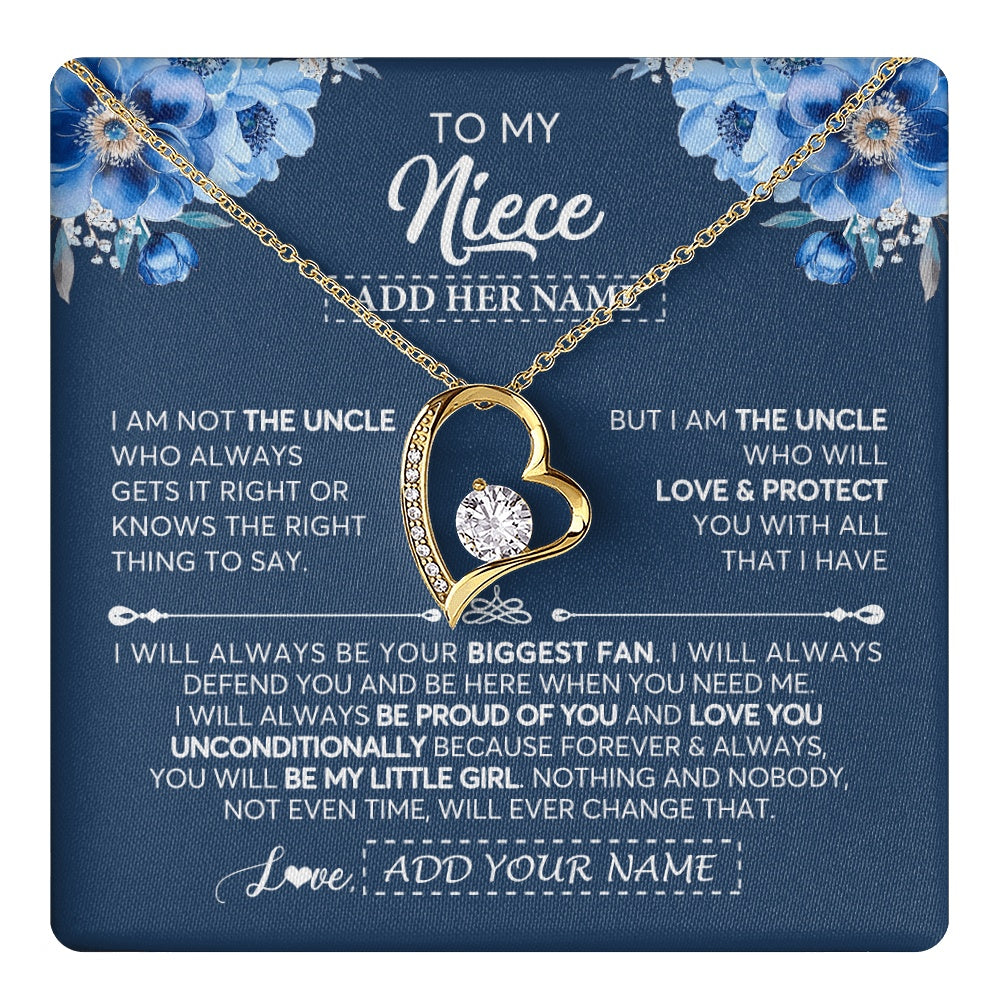 Forever Love Necklace 18K Yellow Gold Finish | 1 | Personalized To My Niece Necklace From Uncle Proud Of You Birthday Gifts For Niece Jewelry Gifts Graduation Christmas Customized Gift Box Message Card | https://teecentury.