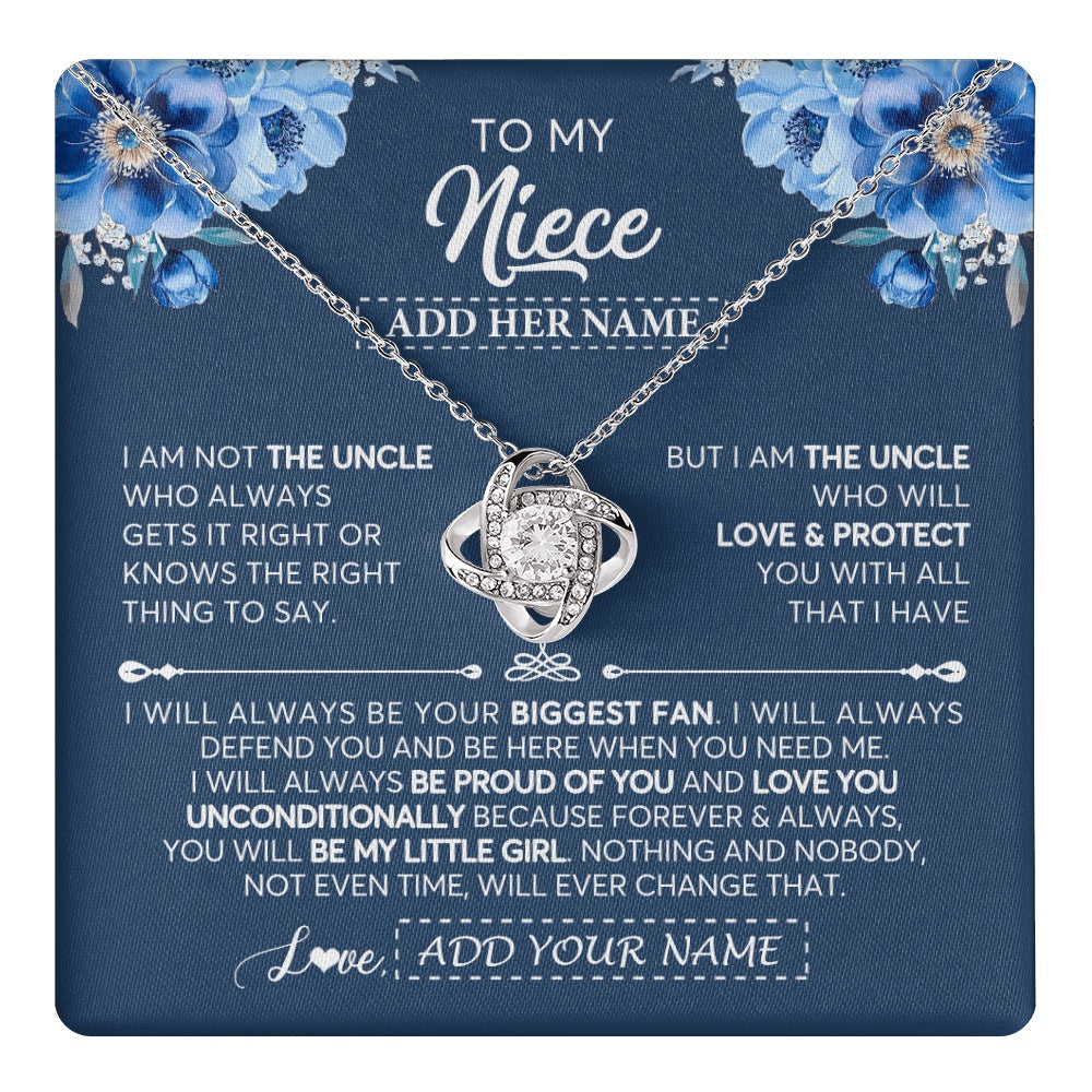 Love Knot Necklace 14K White Gold Finish | 1 | Personalized To My Niece Necklace From Uncle Proud Of You Birthday Gifts For Niece Jewelry Gifts Graduation Christmas Customized Gift Box Message Card | https://teecentury.