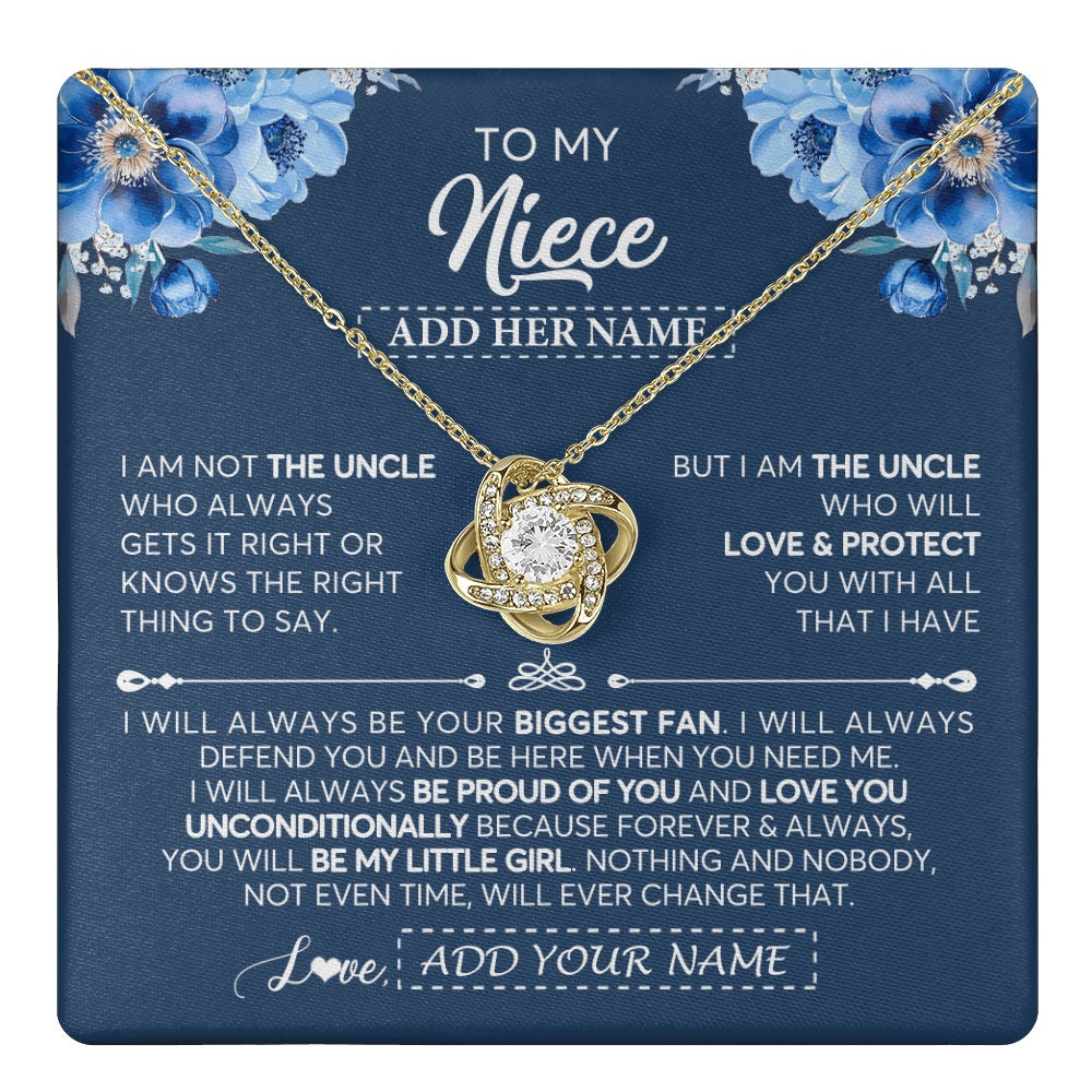 Love Knot Necklace 18K Yellow Gold Finish | 1 | Personalized To My Niece Necklace From Uncle Proud Of You Birthday Gifts For Niece Jewelry Gifts Graduation Christmas Customized Gift Box Message Card | https://teecentury.