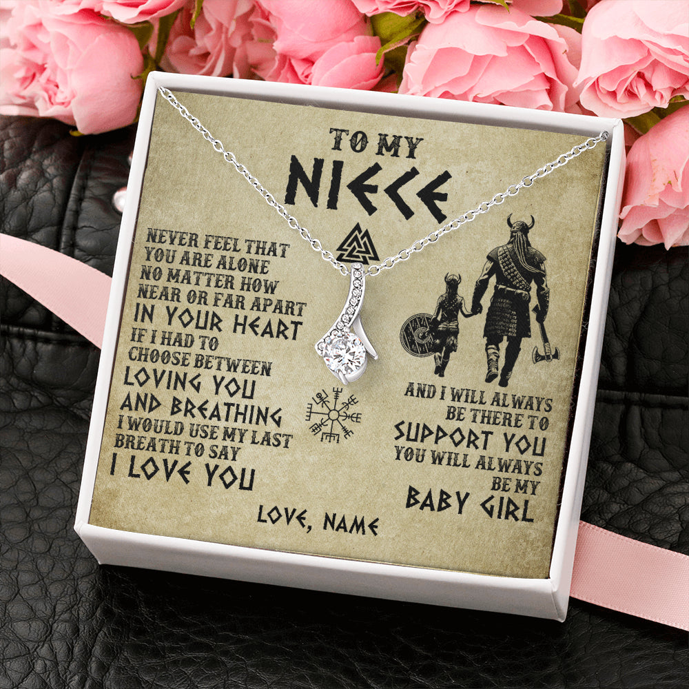 Alluring Beauty Necklace 14K White Gold Finish | 2 | Personalized To My Niece Necklace From Uncle Viking Never Feel That You Are Alone Viking Niece Birthday Gifts Jewelry Christmas Gift Box Message Card | teecentury