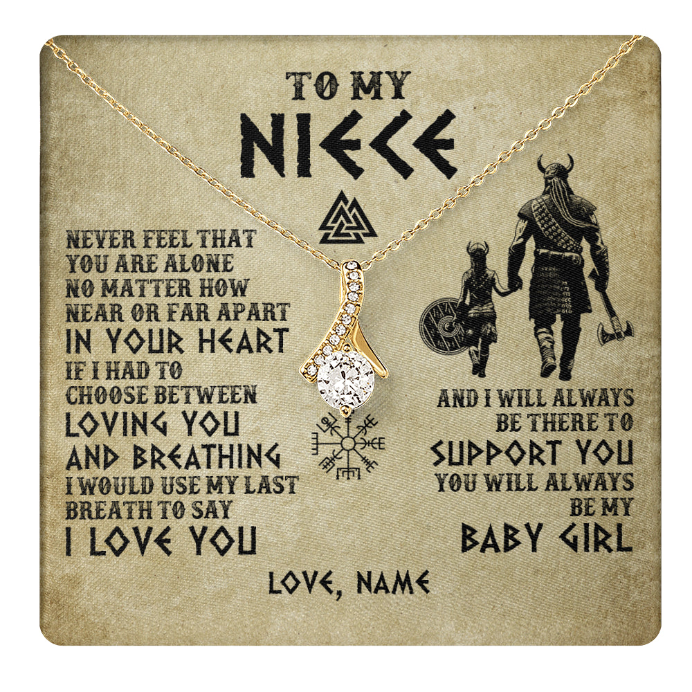 Alluring Beauty Necklace 18K Yellow Gold Finish | 1 | Personalized To My Niece Necklace From Uncle Viking Never Feel That You Are Alone Viking Niece Birthday Gifts Jewelry Christmas Gift Box Message Card | teecentury