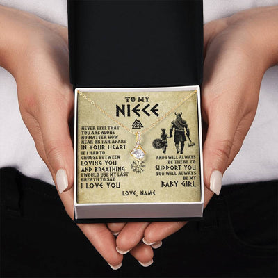 Alluring Beauty Necklace 18K Yellow Gold Finish | 2 | Personalized To My Niece Necklace From Uncle Viking Never Feel That You Are Alone Viking Niece Birthday Gifts Jewelry Christmas Gift Box Message Card | teecentury