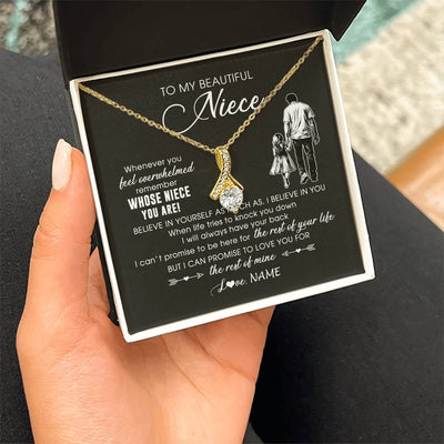 Alluring Beauty Necklace 18K Yellow Gold Finish | 2 | Personalized To My Niece Necklace From Uncle Whenever You Feel Overwhelmed Niece Pendant Jewelry Birthday Christmas Customized Message Card | teecentury