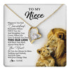 Forever Love Necklace 18K Yellow Gold Finish | 1 | Personalized To My Niece Necklace From Uncle Whenever You Fell Overwhelmed Lion Niece Pendant Birthday Graduation Christmas Customized Gift Box Message Card | teecentury