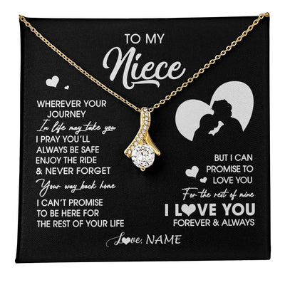 Alluring Beauty Necklace 18K Yellow Gold Finish | 1 | Personalized To My Niece Necklace From Uncle Wherever Your Journey Niece Birthday Gifts Jewelry Graduation Christmas Customized Gift Box Message Card | teecentury