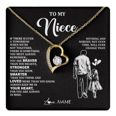 Forever Love Necklace 18K Yellow Gold Finish | 1 | Personalized To My Niece Necklace From Uncle You Are Always In Mine Beautiful Niece Jewelry Gifts Birthday Graduation Christmas With Gift Box Message Card | teecentury