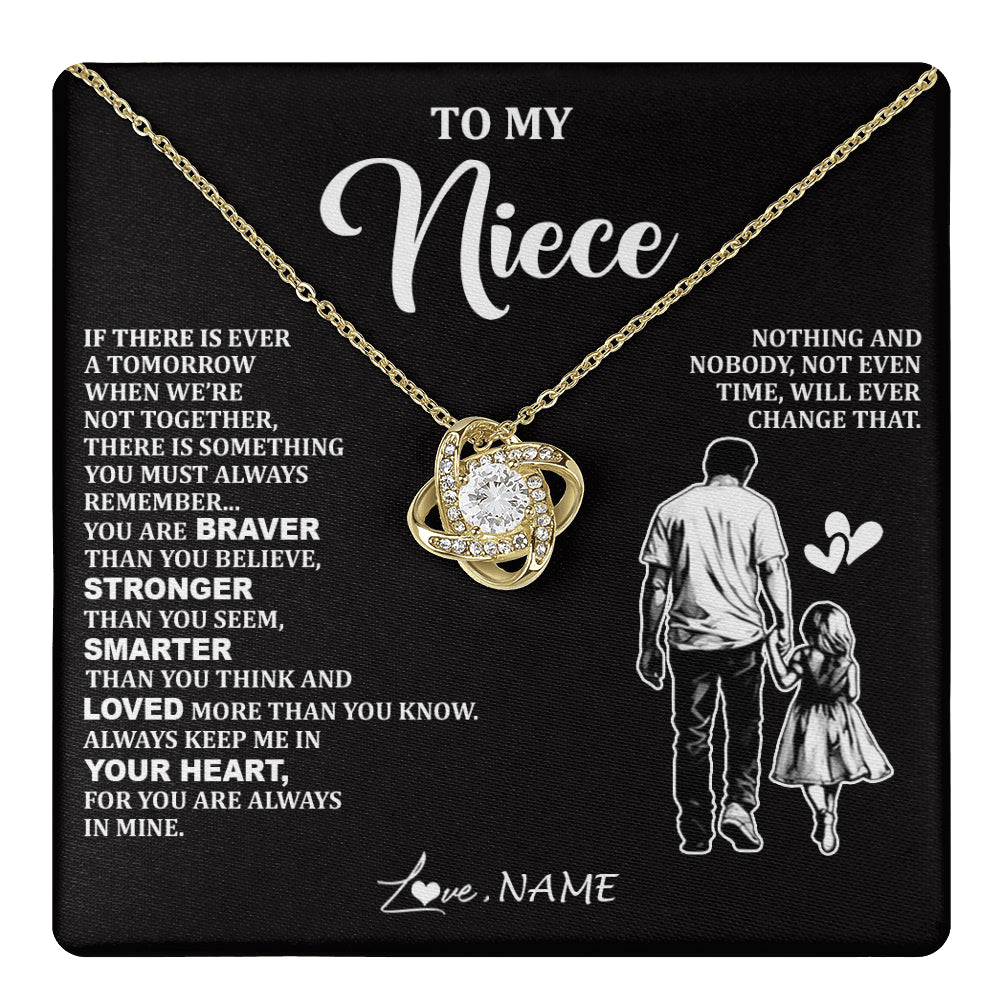 Love Knot Necklace 18K Yellow Gold Finish | 1 | Personalized To My Niece Necklace From Uncle You Are Always In Mine Beautiful Niece Jewelry Gifts Birthday Graduation Christmas With Gift Box Message Card | teecentury