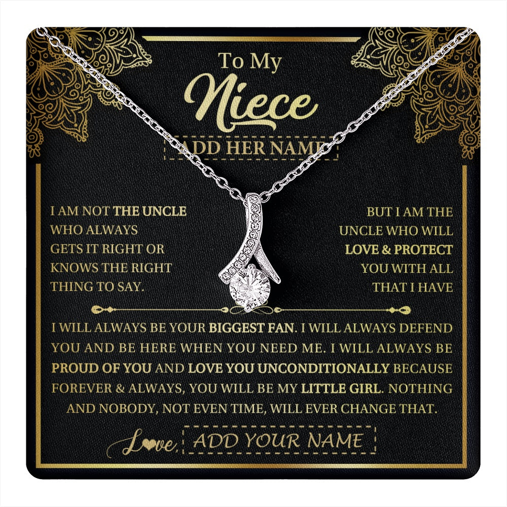 Alluring Beauty Necklace 14K White Gold Finish | 1 | Personalized To My Niece Necklace From Uncle Your Biggest Fan Birthday Gifts For Niece Gifts Graduation Christmas Jewelry Customized Gift Box Message Card | teecentury.myshopify