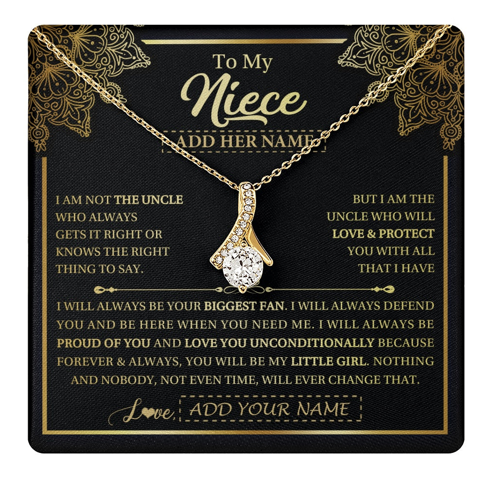 Alluring Beauty Necklace 18K Yellow Gold Finish | 1 | Personalized To My Niece Necklace From Uncle Your Biggest Fan Birthday Gifts For Niece Gifts Graduation Christmas Jewelry Customized Gift Box Message Card | teecentury.myshopify