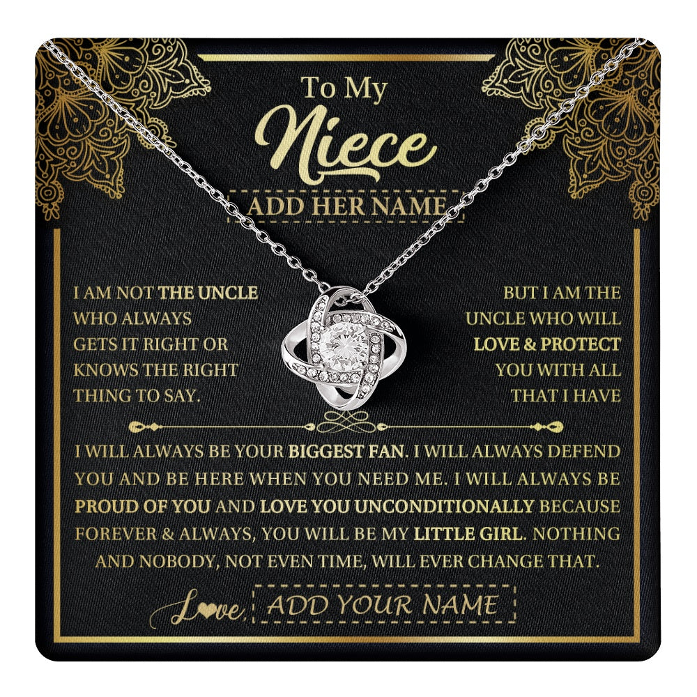Love Knot Necklace 14K White Gold Finish | 1 | Personalized To My Niece Necklace From Uncle Your Biggest Fan Birthday Gifts For Niece Gifts Graduation Christmas Jewelry Customized Gift Box Message Card | teecentury.myshopify