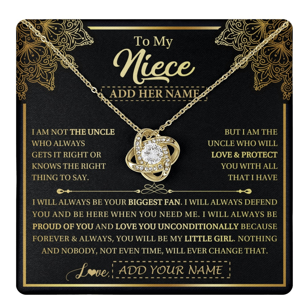 Love Knot Necklace 18K Yellow Gold Finish | 1 | Personalized To My Niece Necklace From Uncle Your Biggest Fan Birthday Gifts For Niece Gifts Graduation Christmas Jewelry Customized Gift Box Message Card | teecentury.myshopify