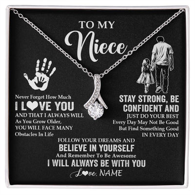 Alluring Beauty Necklace 14K White Gold Finish | 1 | Personalized To My Niece Necklace I Love You Forever From Uncle Niece Birthday Gifts Christmas Thanksgiving Graduation Customized Gift Box Message Card | teecentury