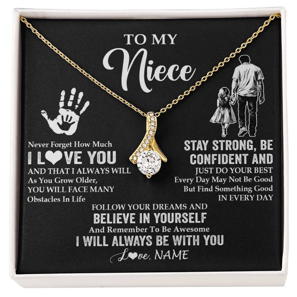 Alluring Beauty Necklace 18K Yellow Gold Finish | 1 | Personalized To My Niece Necklace I Love You Forever From Uncle Niece Birthday Gifts Christmas Thanksgiving Graduation Customized Gift Box Message Card | teecentury