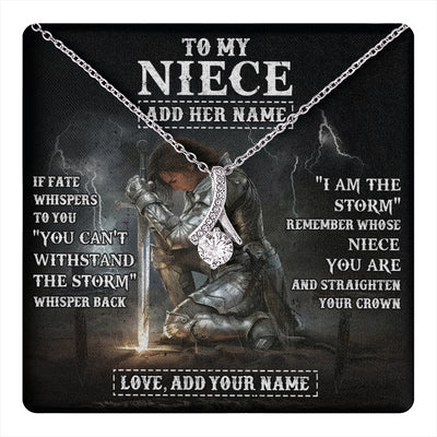Alluring Beauty Necklace 14K White Gold Finish | 1 | Personalized To My Niece Necklace Women Warrior Knights Templar I Am The Storm Best Niece Birthday Gifts Graduation Christmas Customized Gift Box Message Card | teecentury