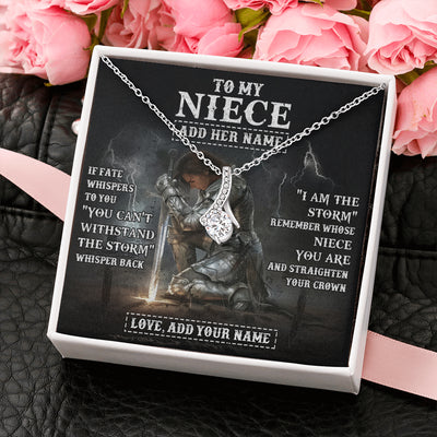 Alluring Beauty Necklace 14K White Gold Finish | 2 | Personalized To My Niece Necklace Women Warrior Knights Templar I Am The Storm Best Niece Birthday Gifts Graduation Christmas Customized Gift Box Message Card | teecentury