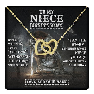 Interlocking Hearts Necklace 18K Yellow Gold Finish | 1 | Personalized To My Niece Necklace Women Warrior Knights Templar I Am The Storm Best Niece Birthday Gifts Graduation Christmas Customized Gift Box Message Card | teecentury