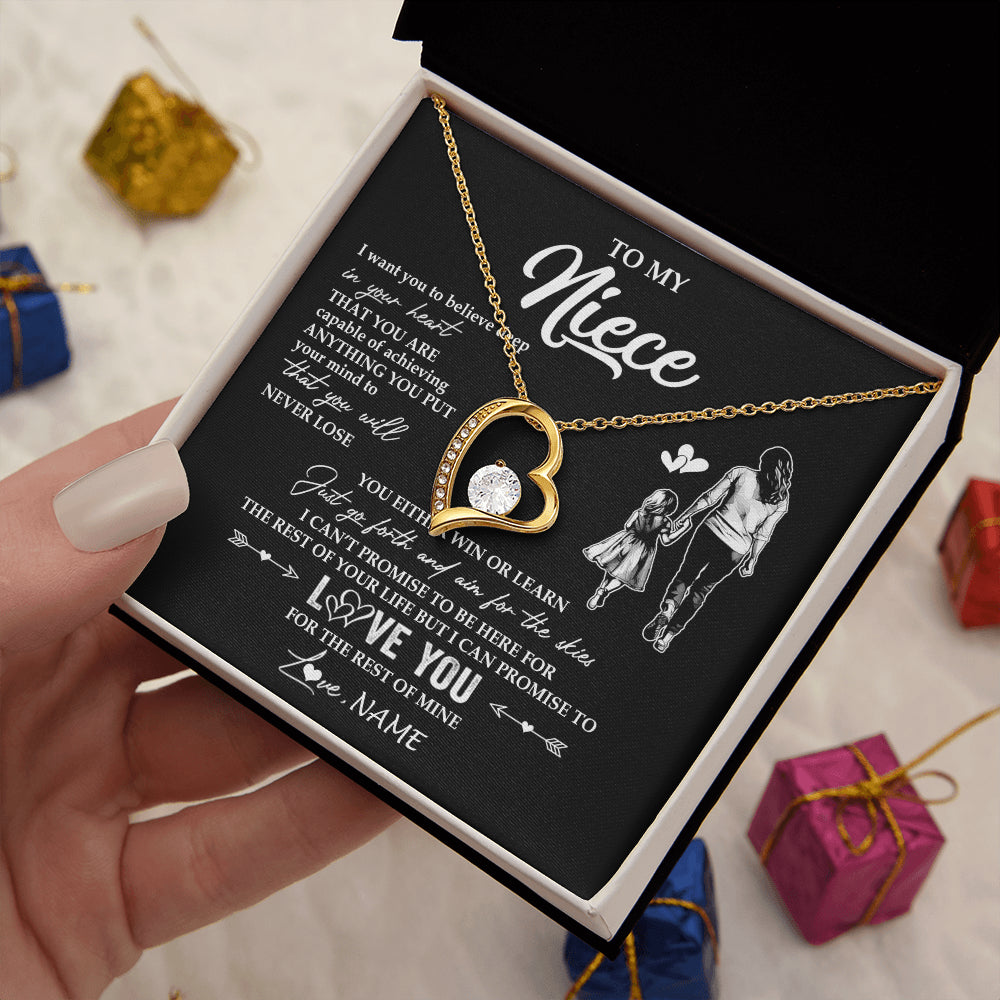 Forever Love Necklace 18K Yellow Gold Finish | 2 | Personalized To My Niece Necklace You Will Never Lose From Aunt Auntie Niece Birthday Gifts Graduation Christmas Customized Gift Box Message Card | teecentury