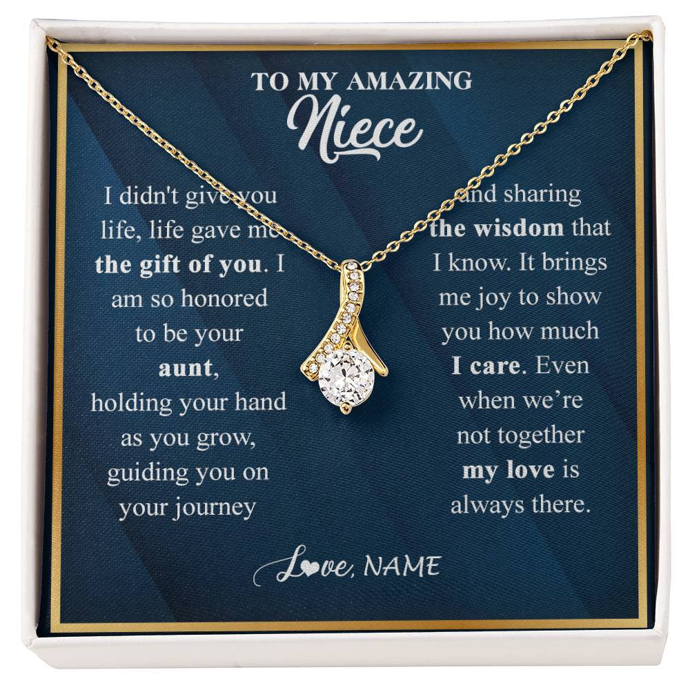 Alluring Beauty Necklace 18K Yellow Gold Finish | 1 | Personalized To My Niece Necklace from Aunt Life Gave Me The Gift Of You Niece Birthday Graduation Christmas Jewelry Customized Gift Box Message Card | teecentury